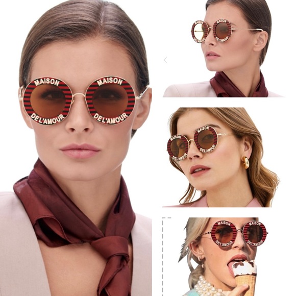 GUCCI UNISEX FUCHSIA CRYSTAL PAVE SUNGLASSES FROM THE BLIND BY LOVE COLLECTIONS - Picture 11 of 16